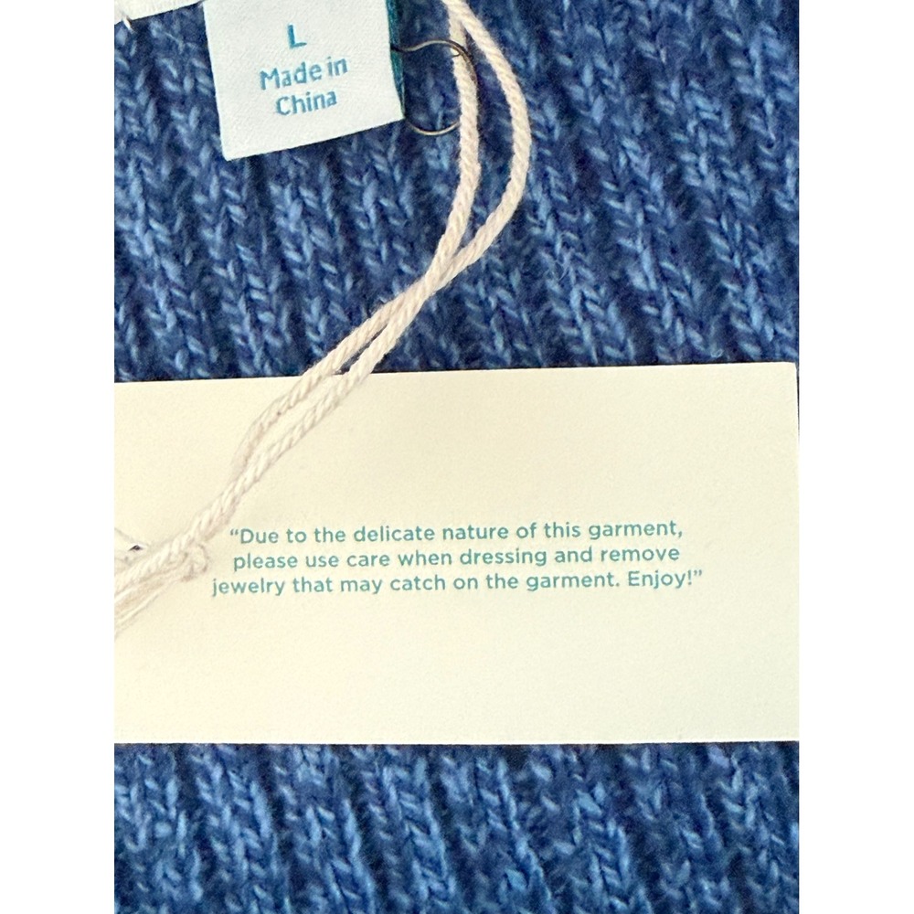 Sundance Womens Birdie Knit Blue Henly Sweater Silk Blend Size L NWT - Picture 7 of 8